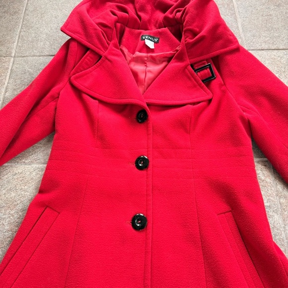 VENUS Vibrant Red Trench Coat Size 8 - Picture 2 of 12
